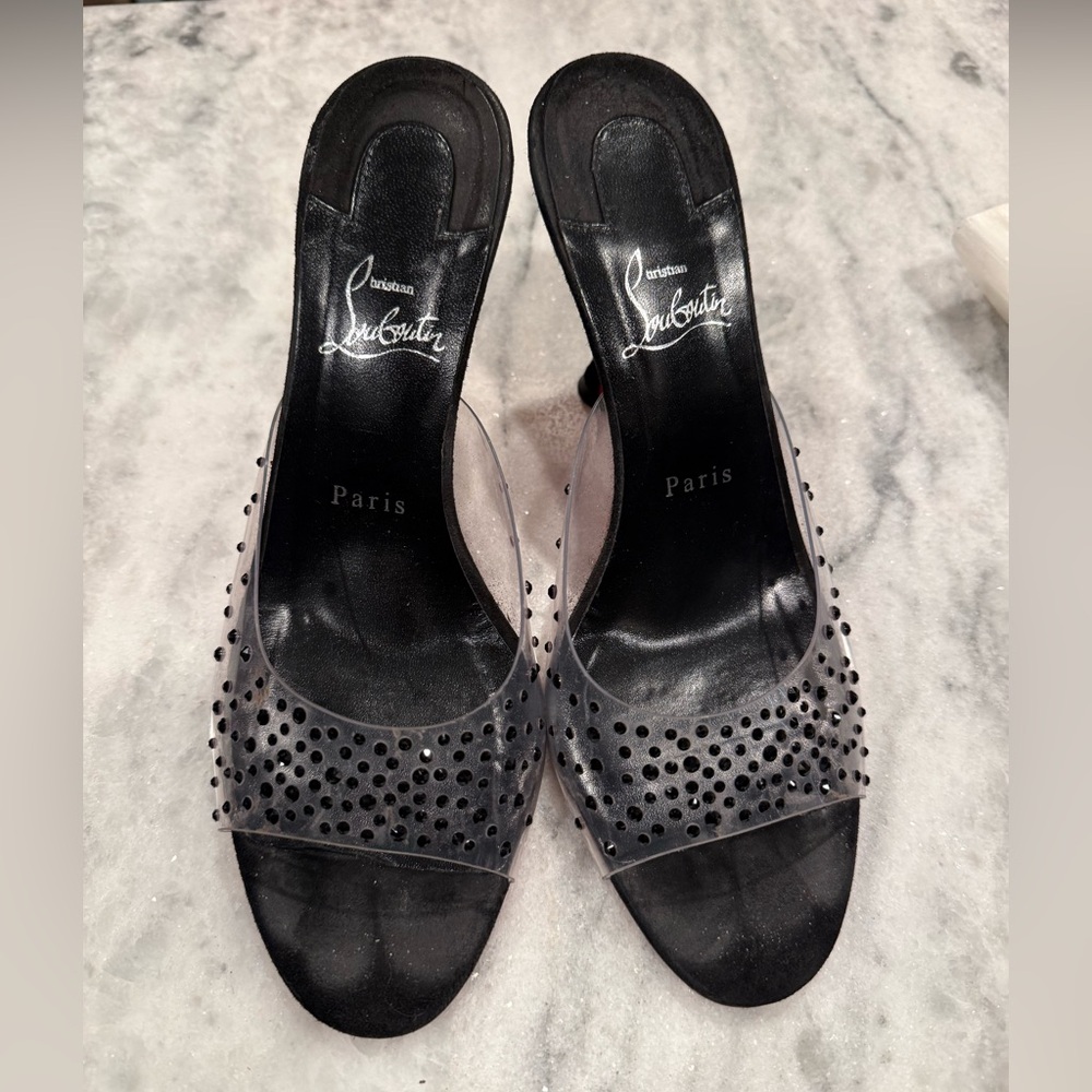 Christian Louboutin Black and Clear Heels
